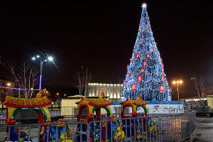 Установка главной елки Краснодара на Театральной площади © Елена Синеок, ЮГА.ру