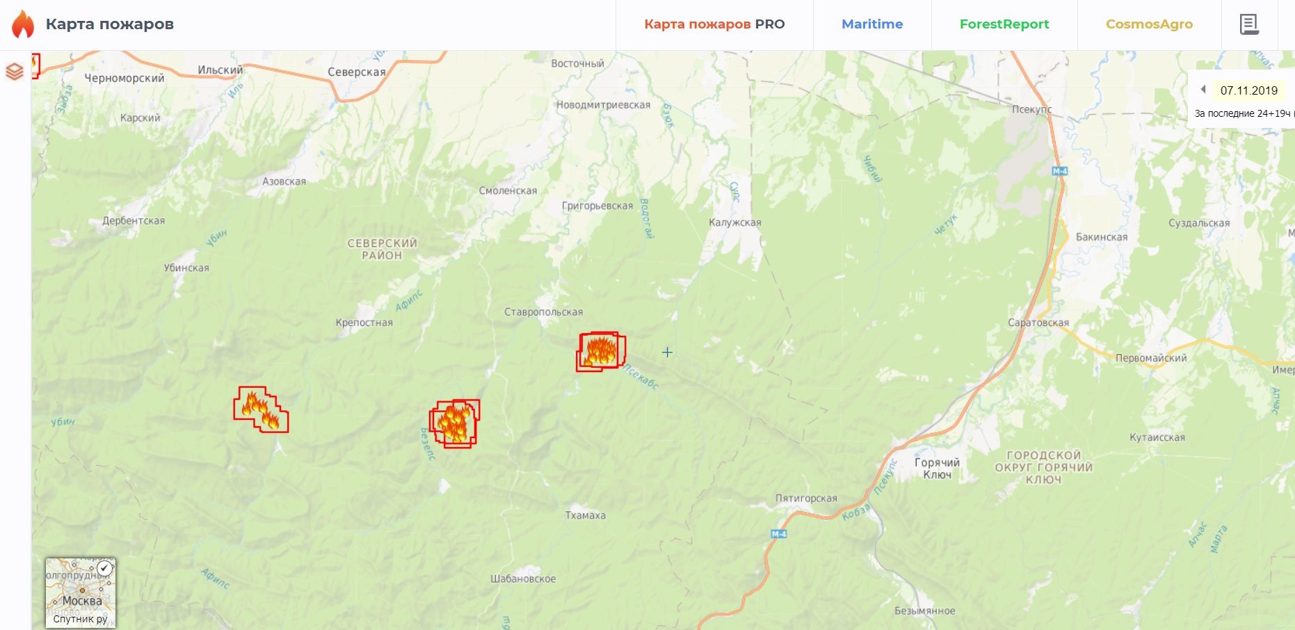 Карта пожаров краснодарского края