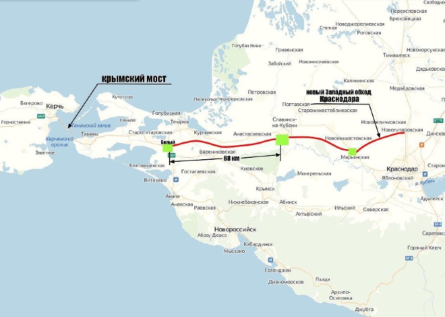 Схема новой дороги краснодар крымский мост